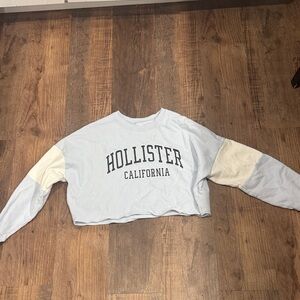 Hollister Light Blue Cropped Top with Cream Accents